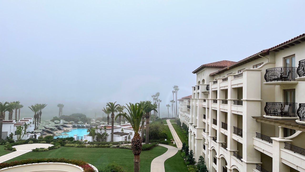 Foggy resort morning in Dana Point
