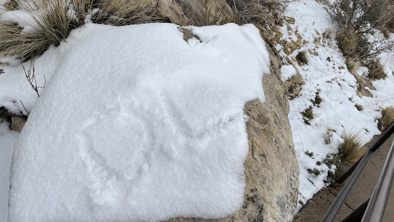 Snow-covered rocks with a heart, Grand Canyon